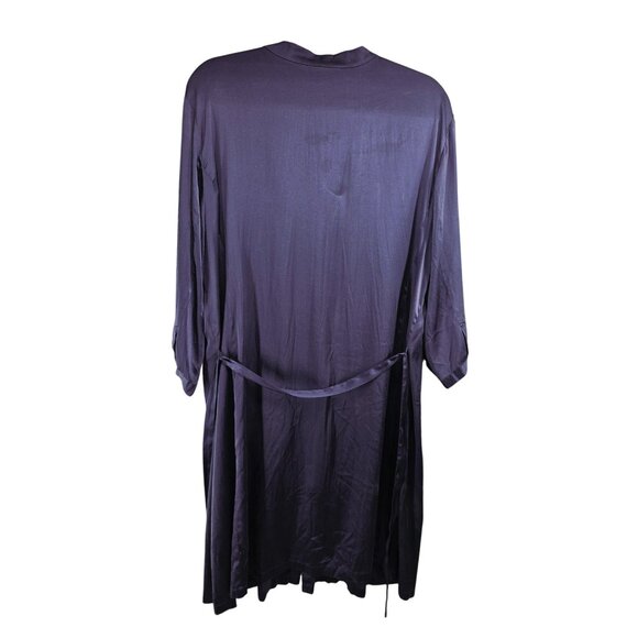 Eileen Fisher Stretch Silk Long Sleeve Button-Front Duster Cardigan XL Periwinkl - Picture 5 of 6